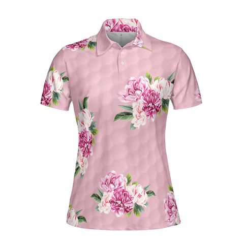 Personalized Women's Golf Shirt Polo - Watercolor Flowers And Golf Short Sleeve