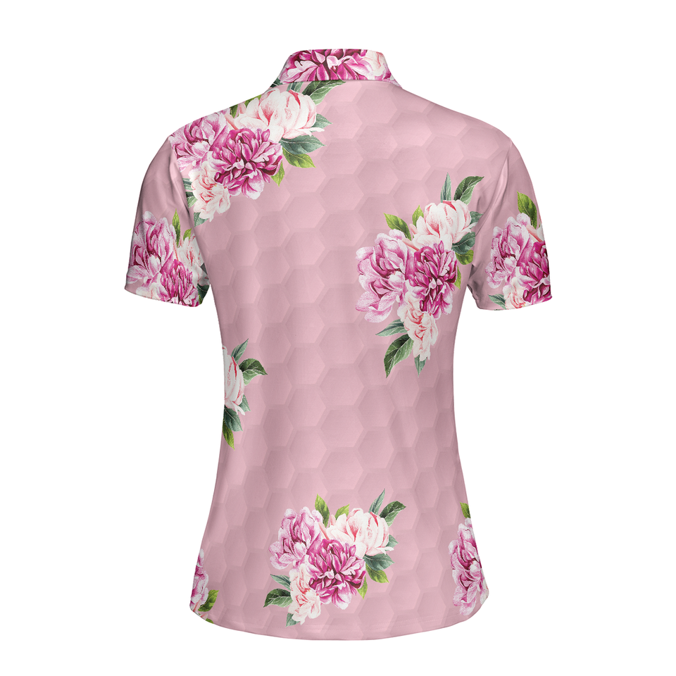 Personalized Women's Golf Shirt Polo - Watercolor Flowers And Golf Short Sleeve