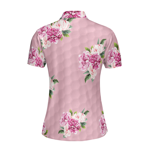 Personalized Women's Golf Shirt Polo - Watercolor Flowers And Golf Short Sleeve
