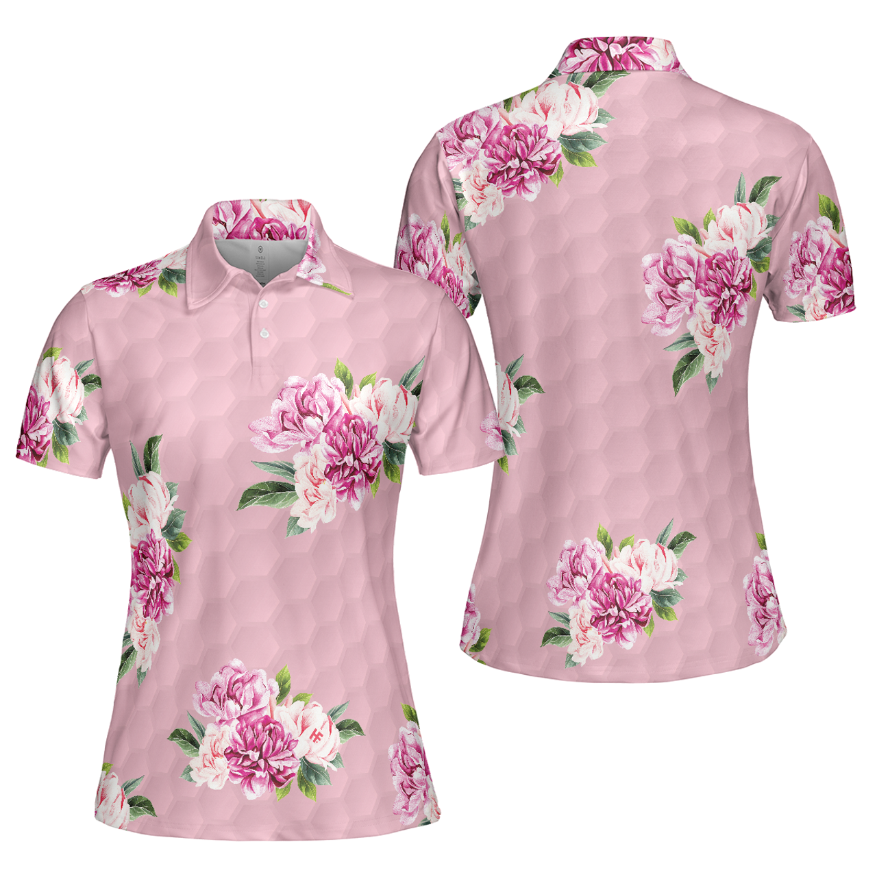 Personalized Women's Golf Shirt Polo - Watercolor Flowers And Golf Short Sleeve